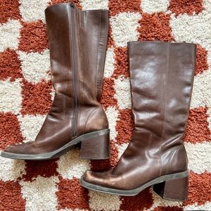 Vintage Leather Square-Toe Boots